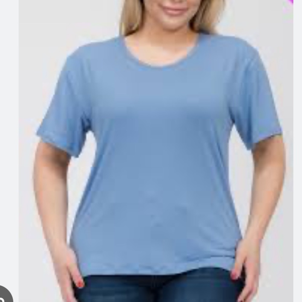 NWT STUDIO LIght Blue Ribbed Short Sleeve Tee 3X